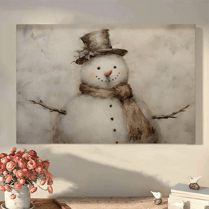 Rustic Snowman Canvas Wall Art - 11.8x15.7\