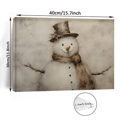 Rustic Snowman Canvas Wall Art - 11.8x15.7\