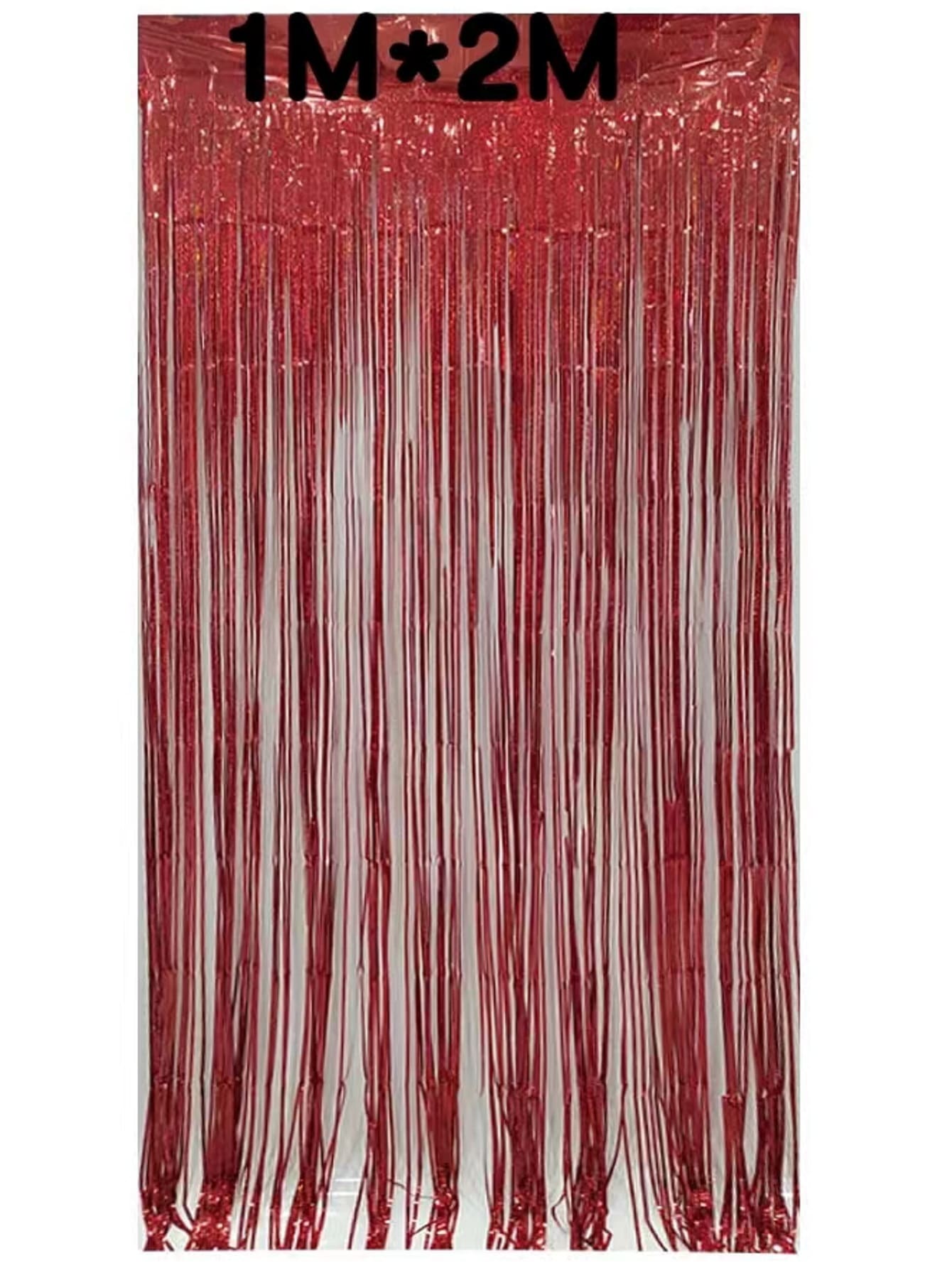 1pc Party Decorative Background Curtain, Metallic Red Plastic Tassel Curtain, Rain Curtain Decoration Backdrop, For Party,Christmas Red