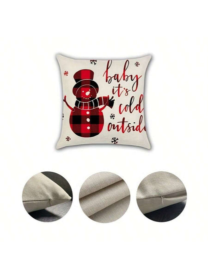 4pcs Christmas Pillow Covers, Minimalist & Artistic Style Sofa Decor Red