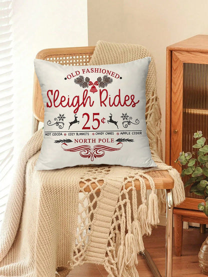 4pcs Christmas Pillowcase Xmas Gift Home Accessories Living Room Sofa Bedroom Contemporary Style Zipper Pillow Case Without Pillow Core Red and White