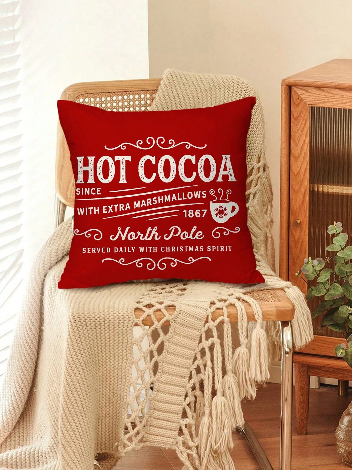 4pcs Christmas Pillowcase Xmas Gift Home Accessories Living Room Sofa Bedroom Contemporary Style Zipper Pillow Case Without Pillow Core Red and White