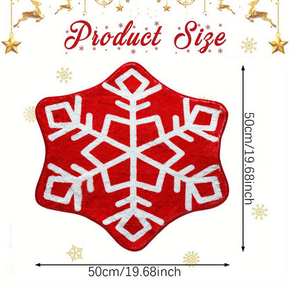 Christmas Snowflake Bathroom Rug Red Snowflake Welcome Non Slip Mat Washable Kitchen Tub Rug for Christmas New Year Party Holiday Home Decorations