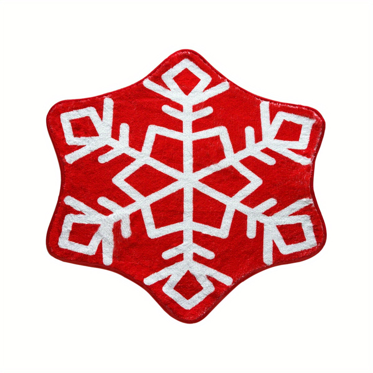 Christmas Snowflake Bathroom Rug Red Snowflake Welcome Non Slip Mat Washable Kitchen Tub Rug for Christmas New Year Party Holiday Home Decorations