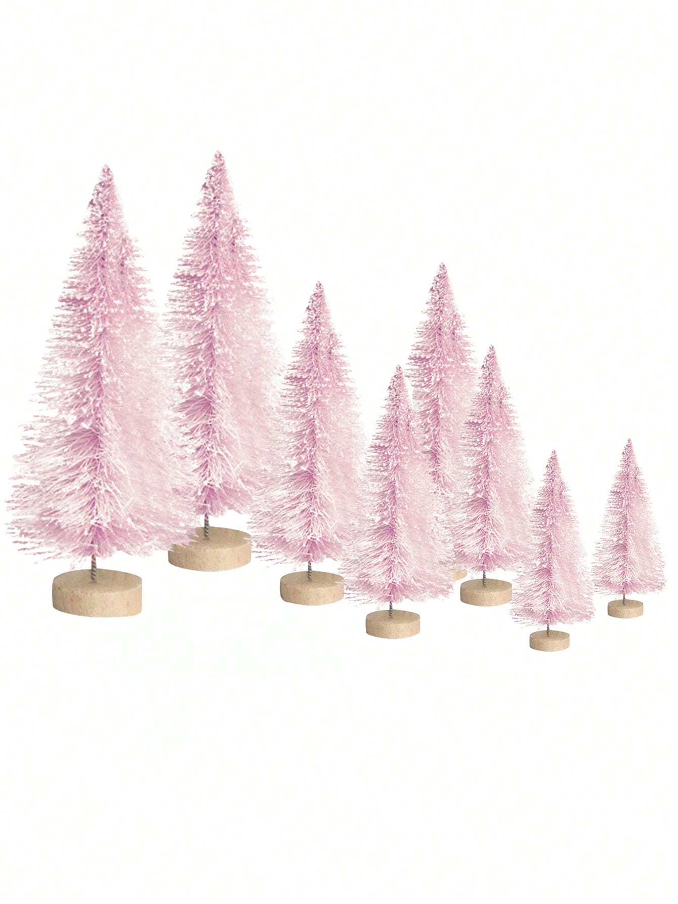 10pcs/5pcs-5Sizes Mini Christmas Tree Wooden Home Table Top Decor Pink For Christmas Party New Year Home Decoration Supply Table Decorations(One-Size:10pcs), Halloween, Halloween Decoration Multicolor