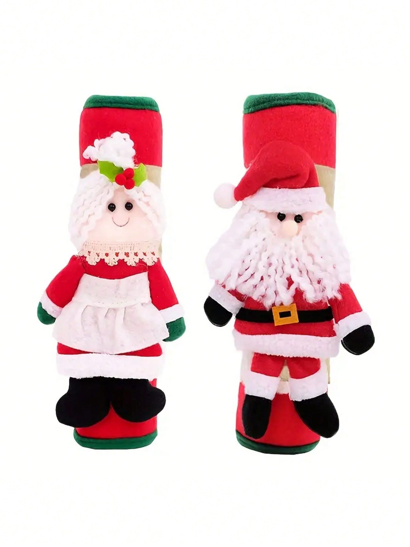 2pcs Christmas Santa Claus & Snowman Refrigerator Door Handle Covers, Kitchen Appliance Handle Protectors For Fridge, Microwave, Dishwasher Red