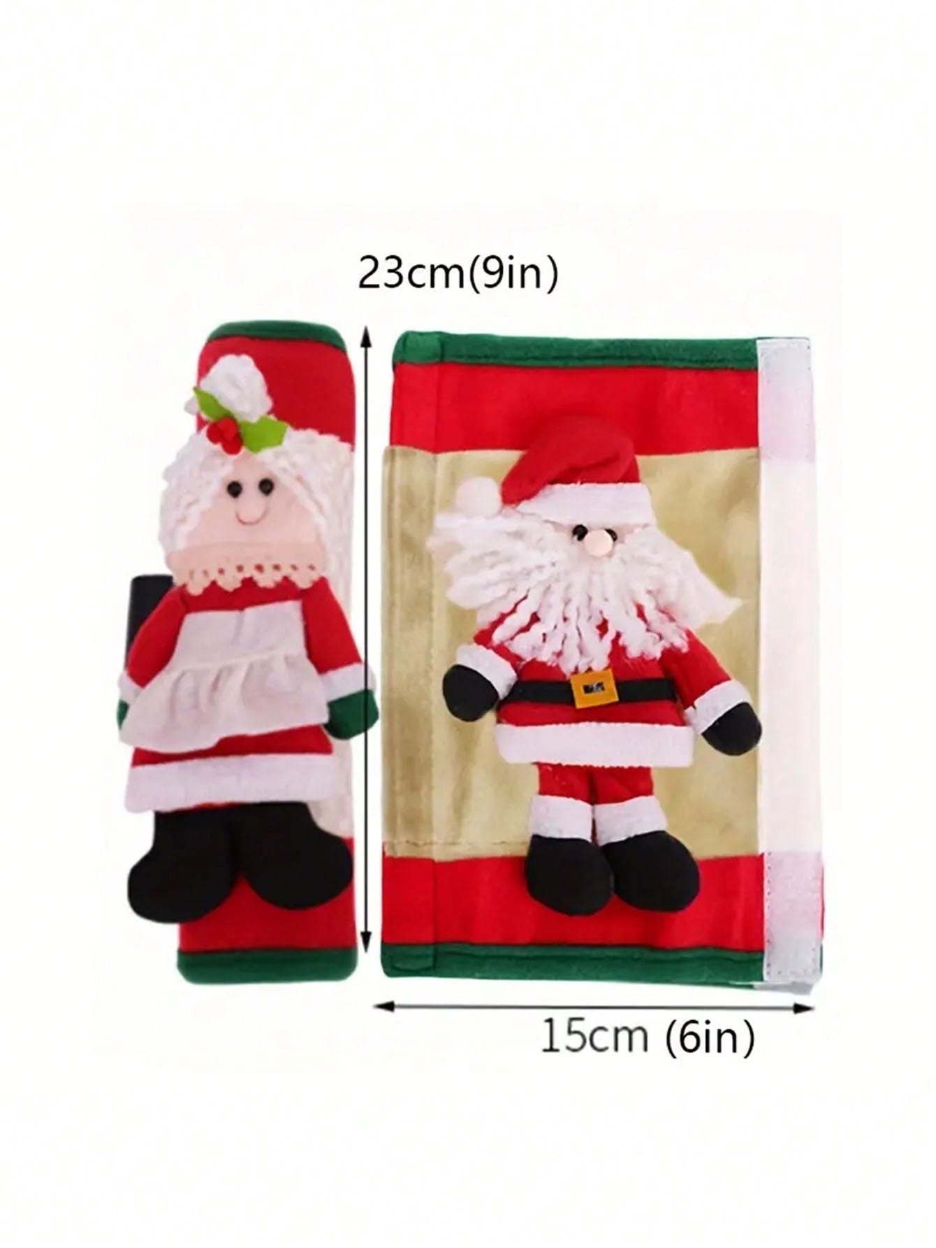 2pcs Christmas Santa Claus & Snowman Refrigerator Door Handle Covers, Kitchen Appliance Handle Protectors For Fridge, Microwave, Dishwasher Red