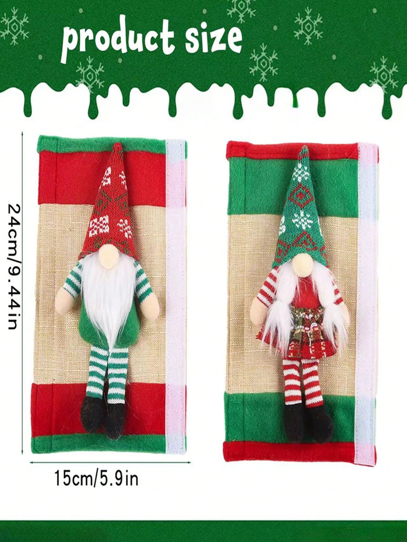 2pcs Christmas Santa Claus & Snowman Refrigerator Door Handle Covers, Kitchen Appliance Handle Protectors For Fridge, Microwave, Dishwasher Red