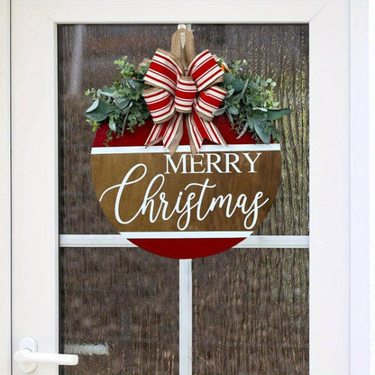 1pc Christmas Wreath Door Sign Rustic Round Decor Delightful Wreath for Home Front Door Decoration