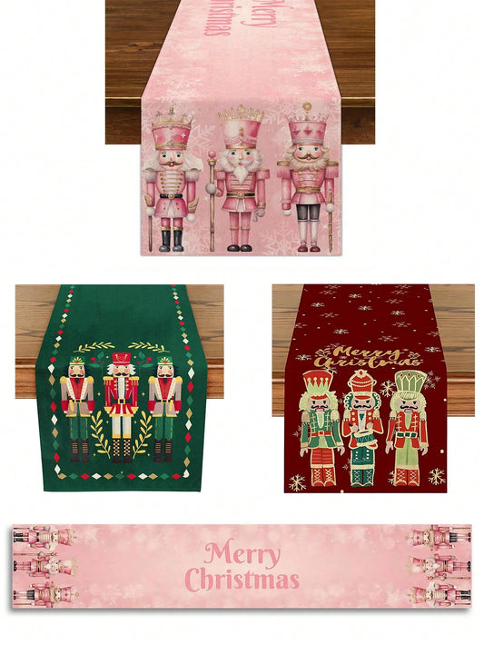 1pc Christmas Nutcracker Tablecloth For Party Decorations, Winter Holiday Kitchen Dining Table Xmas Home Decor Multicolor