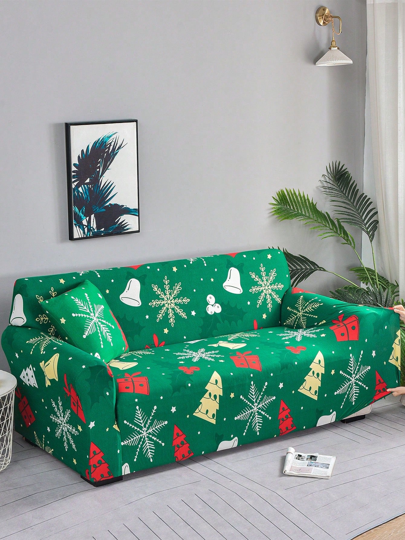 1 PC Christmas Pattern Sofa Cover Stretch Sofa Slipcover Furniture Decoration Multicolor