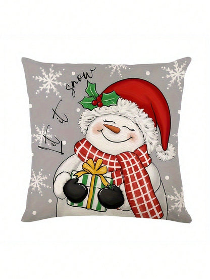 4 Pcs/Set Christmas Pillow Set - Santa Claus And Snowman Hello Winter Design, Machine Washable, 18x18 Inch Zipper Closure - Anti Fouling Linen Material, Suitable For Home, Car, Bedroom, Sofa, Office And Various Rooms - Does Not Include Fillers Multicolor