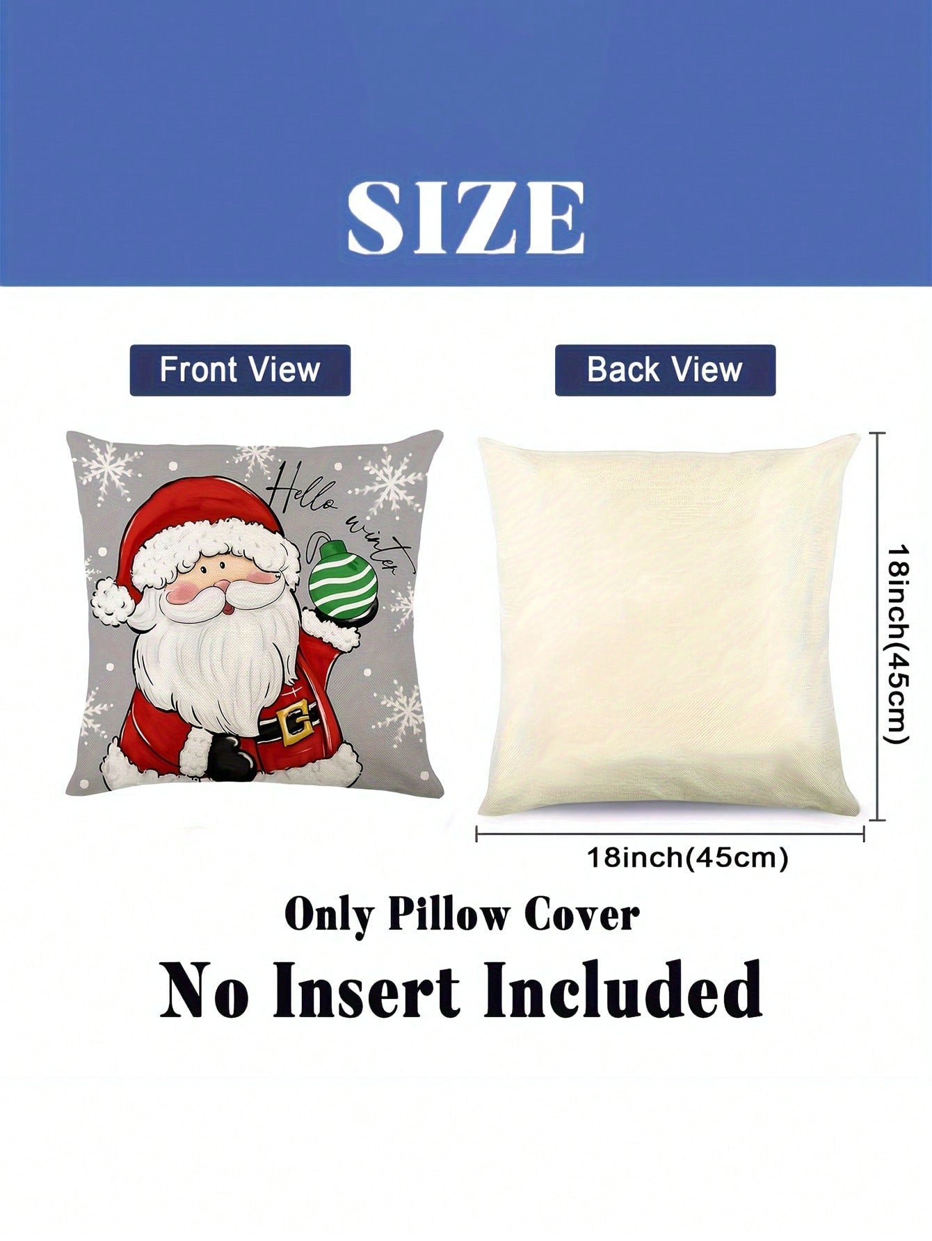 4 Pcs/Set Christmas Pillow Set - Santa Claus And Snowman Hello Winter Design, Machine Washable, 18x18 Inch Zipper Closure - Anti Fouling Linen Material, Suitable For Home, Car, Bedroom, Sofa, Office And Various Rooms - Does Not Include Fillers Multicolor