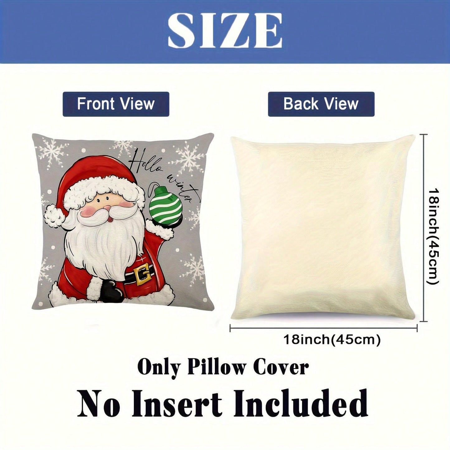 4 Pcs/Set Christmas Pillow Set - Santa Claus And Snowman Hello Winter Design, Machine Washable, 18x18 Inch Zipper Closure - Anti Fouling Linen Material, Suitable For Home, Car, Bedroom, Sofa, Office And Various Rooms - Does Not Include Fillers Multicolor