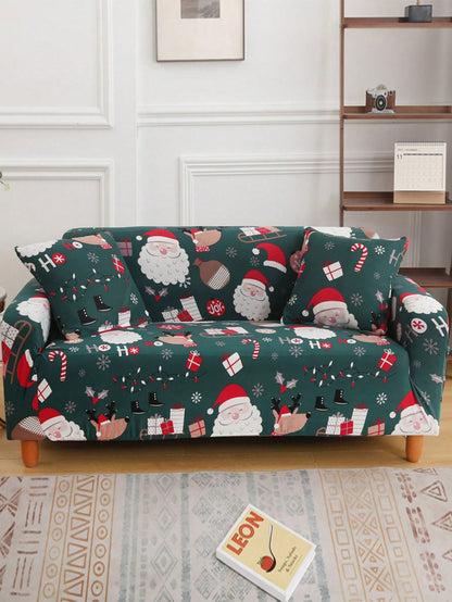 1 PC Christmas Cartoon Pattern Sofa Cover Christmas Style Sofa Slipcover Anti-Slip Anti-Fouling Home Decoration (Pillow Cover Not Included) Multicolor