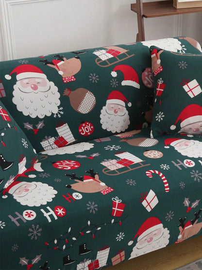 1 PC Christmas Cartoon Pattern Sofa Cover Christmas Style Sofa Slipcover Anti-Slip Anti-Fouling Home Decoration (Pillow Cover Not Included) Multicolor