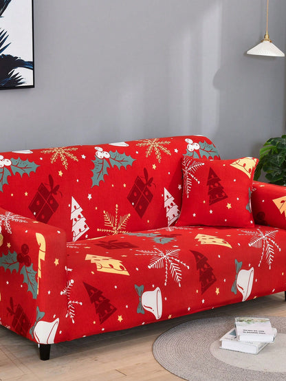 1 PC Christmas Sofa Cover, Soft And Elastic Living Room Sofa Cushion Cover, Anti Fouling Pet Furniture Protective Cover Multicolor