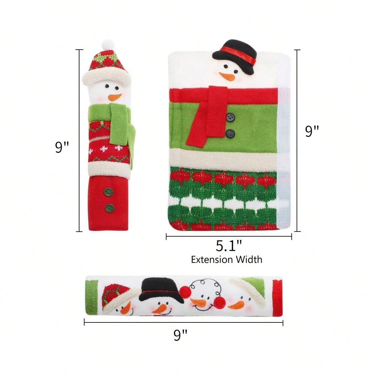 Luxtrada 4 Pcs Christmas Refrigerator Handle Covers, Santa Snowman Kitchen Appliance Covers Fridge Microwave Oven Dishwasher Refrigerator Door Handle Covers Protector Christmas Decorations Green