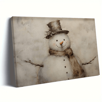 Rustic Snowman Canvas Wall Art - 11.8x15.7\