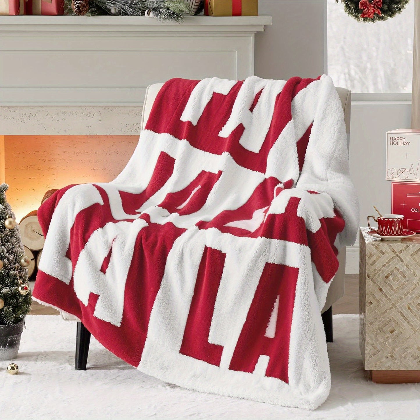 Cozy Bedsure Christmas Sherpa Blanket - Luxury Holiday Deer Design, Warm & Soft Throw for Home Decor, Machine Washable, Christmas Decor