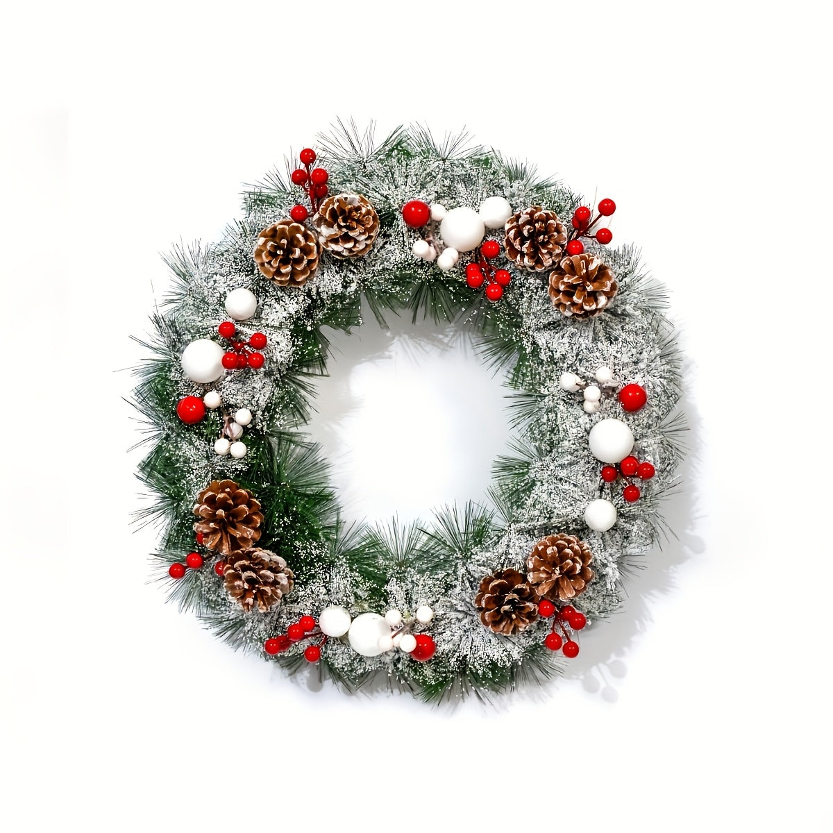 1pc Festive Artificial Christmas Wreath - Unlit, No Feathers, Art Deco Style, Wall Hanging Design for Front Door, Outdoor, Hallway, Home & Holiday Decor - No Electricity Needed