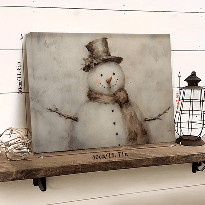 Rustic Snowman Canvas Wall Art - 11.8x15.7\