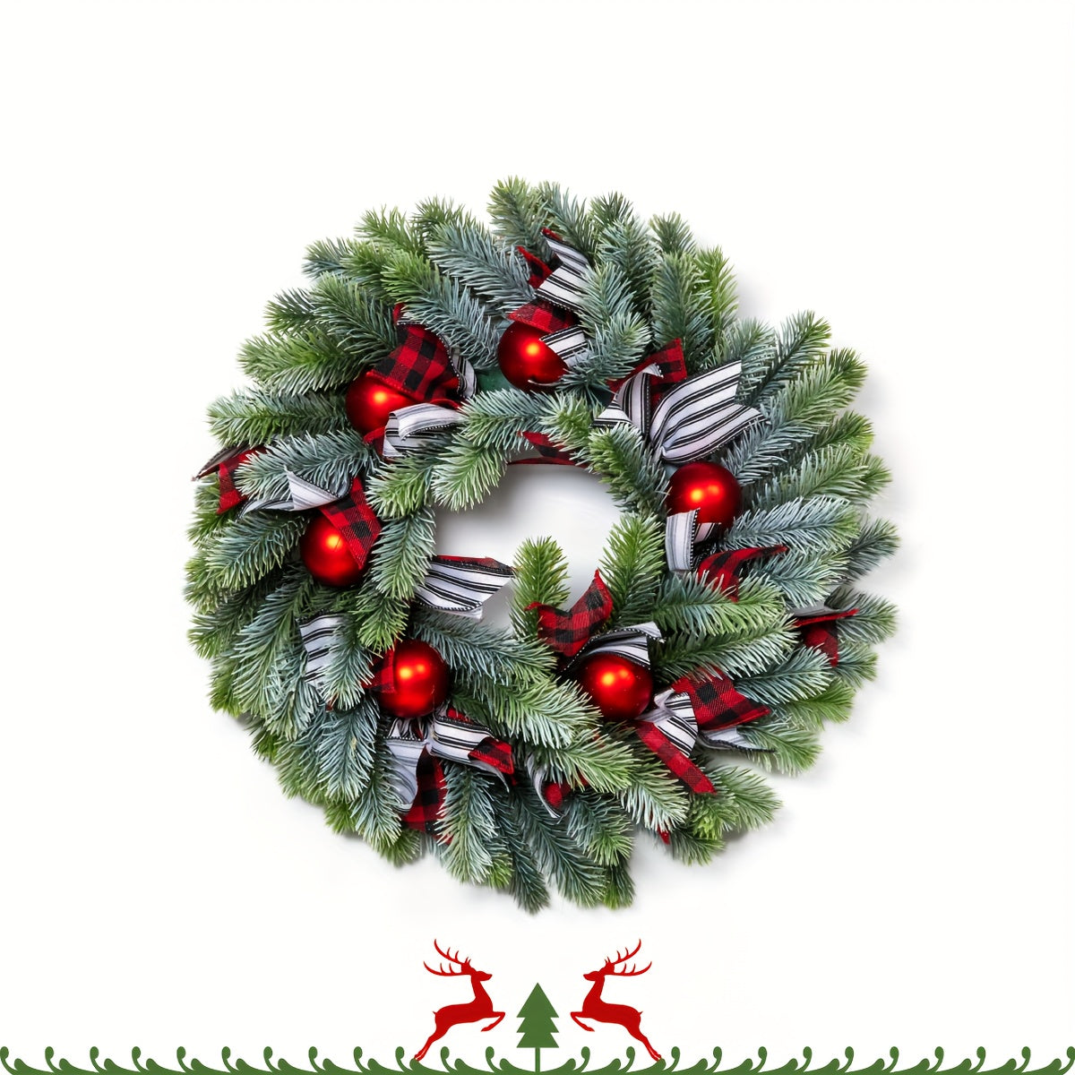 16 Inch Christmas Wreath, Classic Christmas Wreath, Holiday Decoration, Suitable For Christmas, Home Party