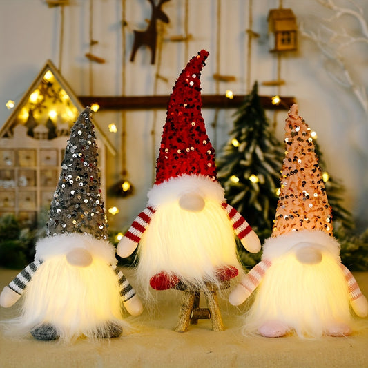 3pcs Home Decor Gnomes, High-Quality Cute Gnome Suitable for Room, Office, Liveroom, Bedroom Decor, Special Gifts for Man or Women. Best Choice for Birthday Day, Christmas Decorations. Not including 9*AAA Battery. Collectible Dolls