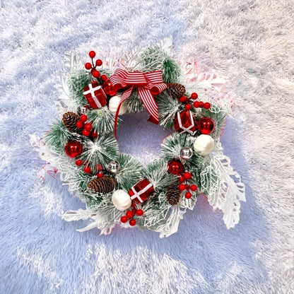 18 Inch Elegant And Beautiful Holiday Wreath, Simulating Plants Such As Snowflakes, Pine Trees, And Berries, Full Of Joyful Atmosphere, Thanksgiving Festival, Christmas Wall, Holiday Parties, Weddings, Birthdays, And Family Party Decorations