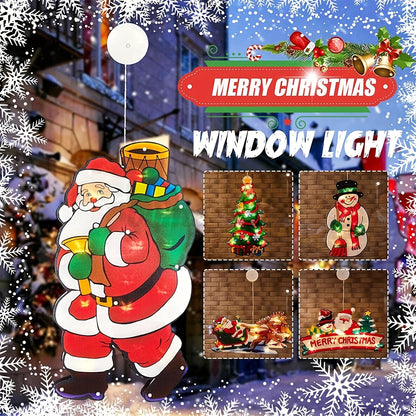 1 Set Christmas Window Light Decoration - USB Powered LED Santa Claus, Reindeer & Snowman - Plastic, Indoor Holiday Party Decor, ≤36V, No Batteries Included