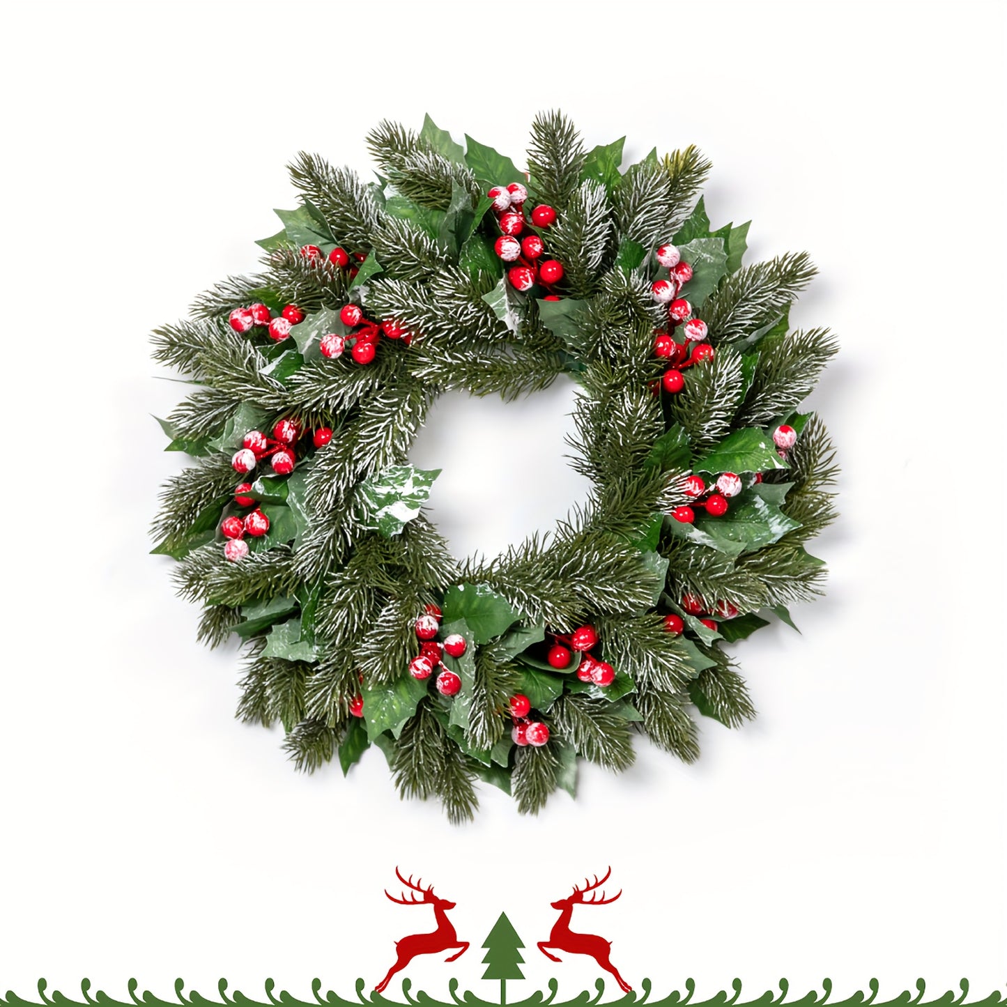 16 Inch Christmas Wreath For Christmas, Holiday Decoration, Home Party