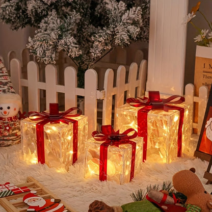 1PC Three sets of Christmas luminous and exquisite decorative lights, detachable gift box and lighting fixture (battery\u002FUSB dual-purpose)