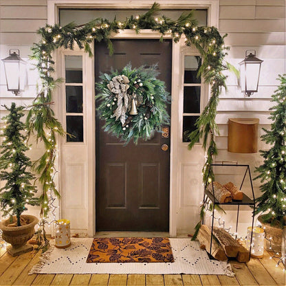 Christmas Wreath Artificial Large Rustic Christmas Wreath with Pine Cones Bow Ribbon Hanging Wall Home Christmas Decorations Garlands for Porch Outdoor Holiday Winter Decor