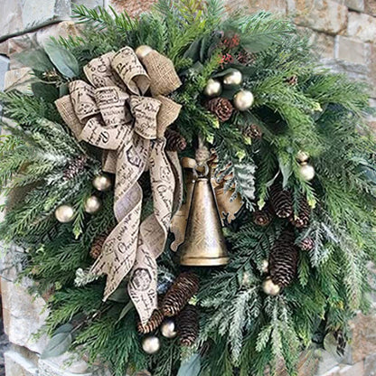 Christmas Wreath Artificial Large Rustic Christmas Wreath with Pine Cones Bow Ribbon Hanging Wall Home Christmas Decorations Garlands for Porch Outdoor Holiday Winter Decor