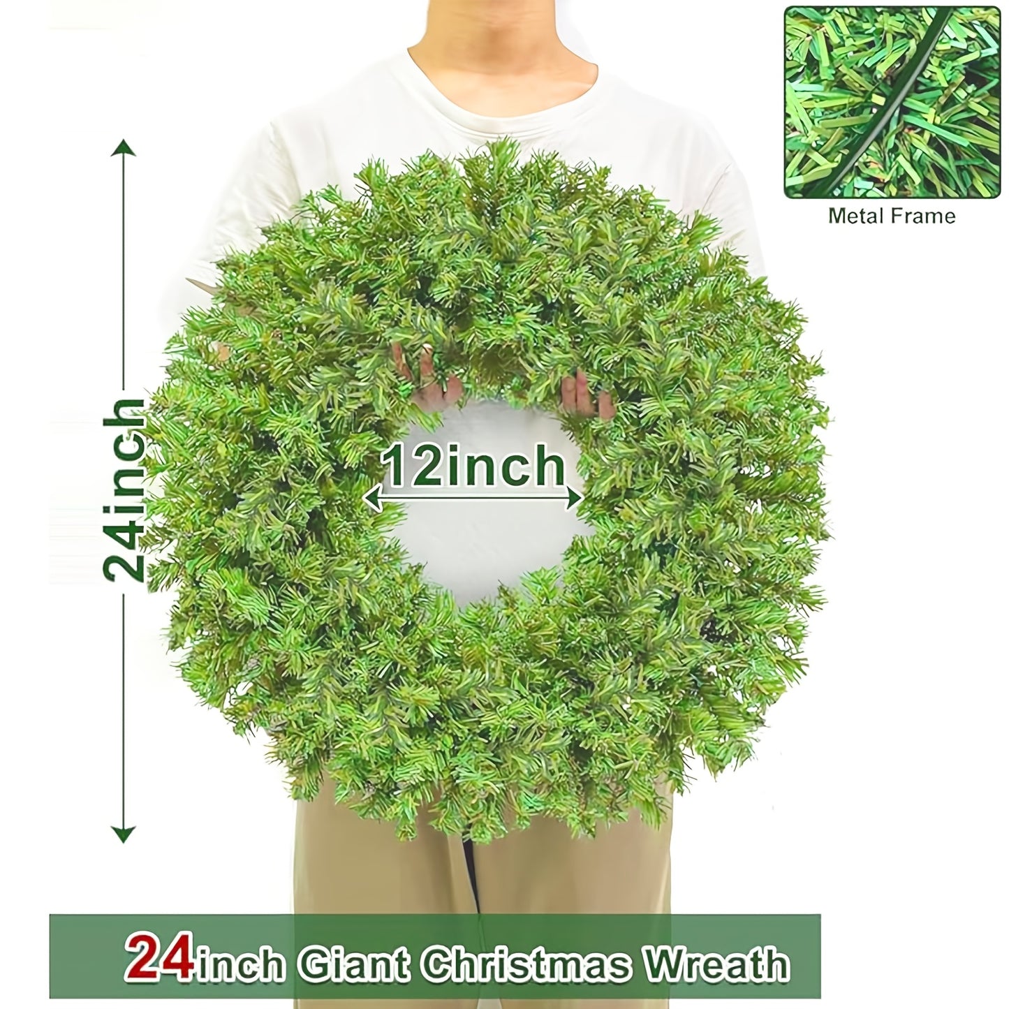 TURNMEON 24 Inch Christmas Wreath with Warm White & Multi-Color Lights, 8 Modes & Timer